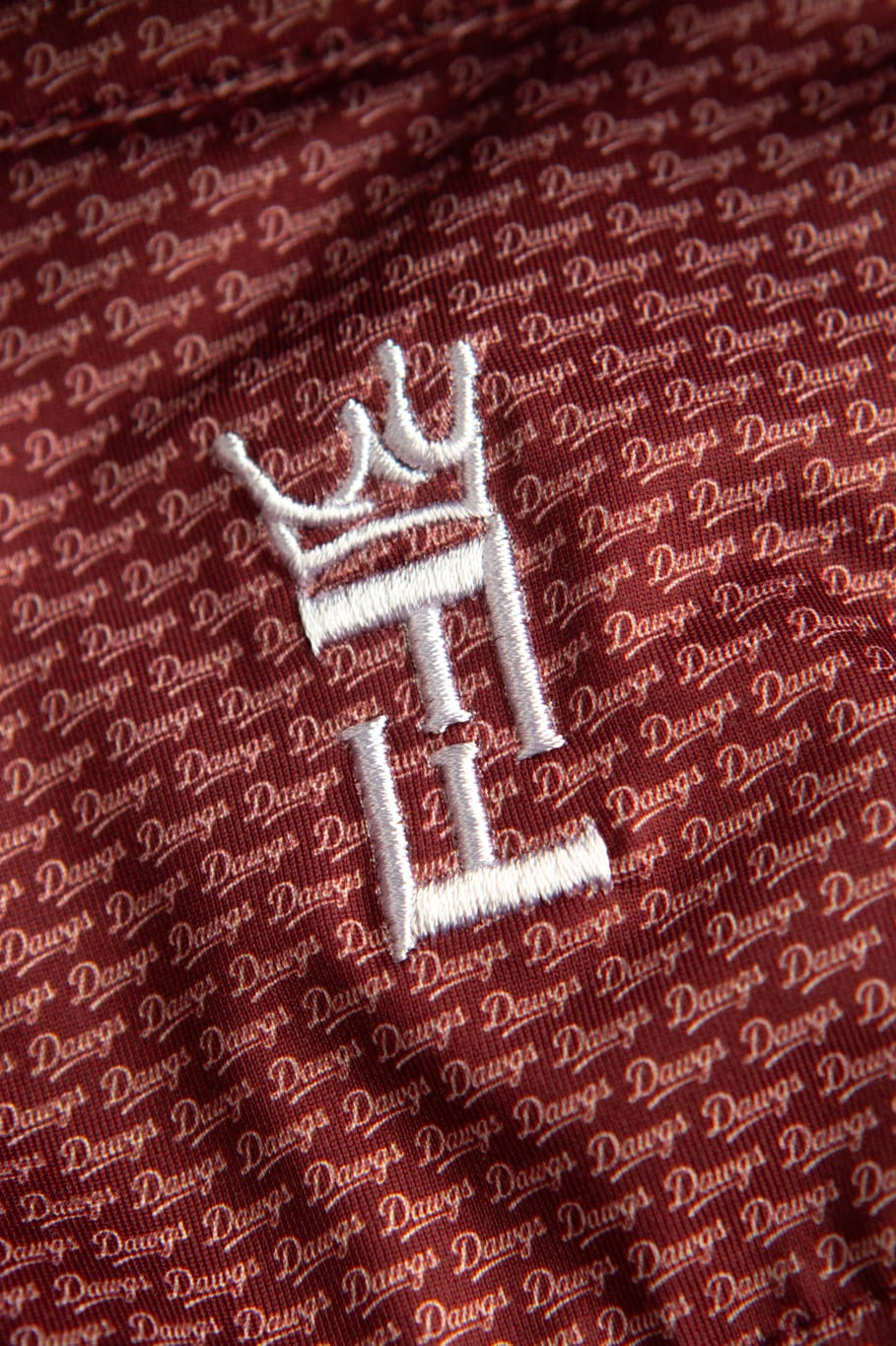 Maroon Script polo by Fore Horsemen, embroidered logo