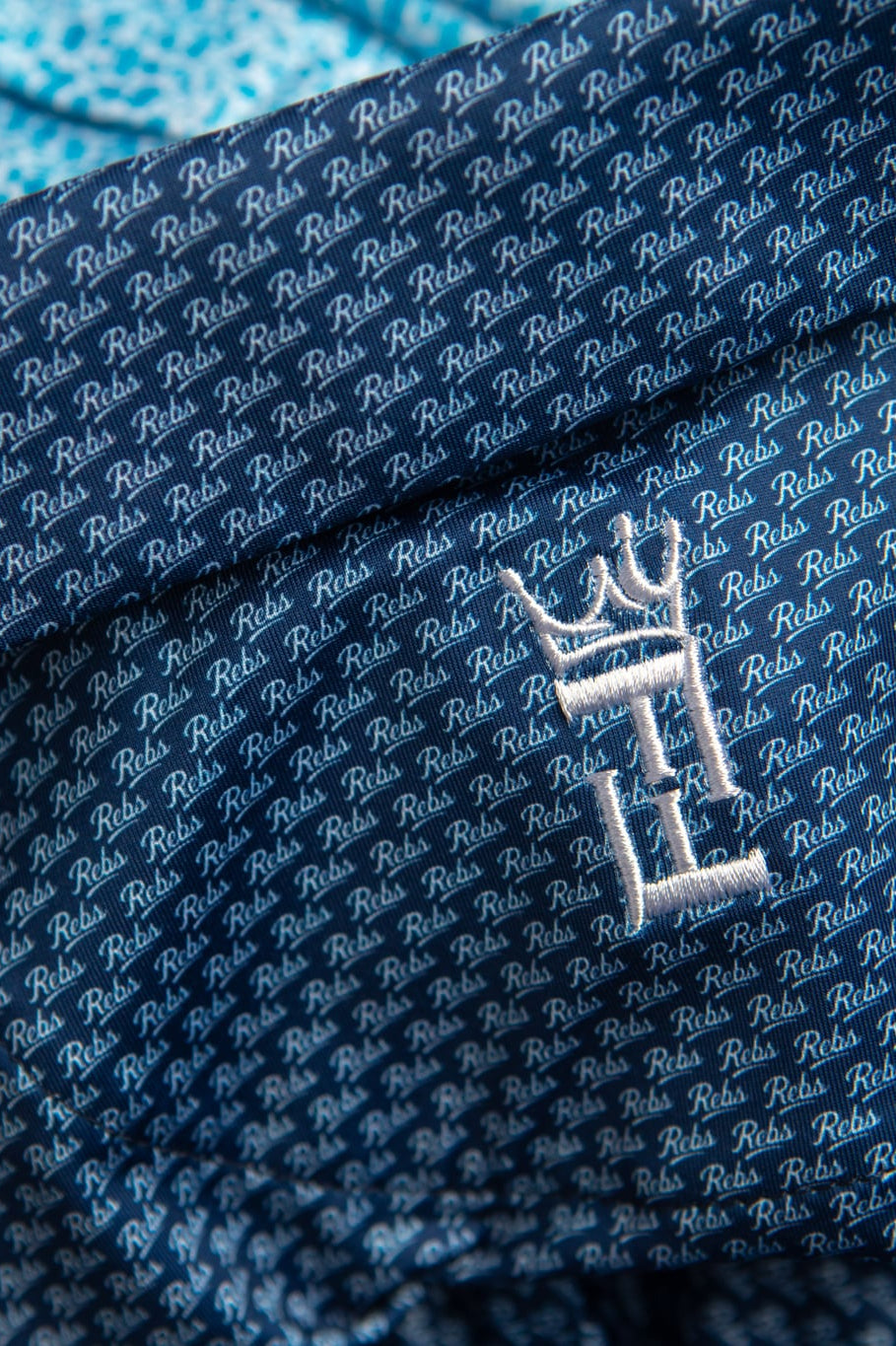 Navy Script polo by Fore Horsemen, embroidered logo