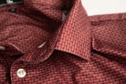 Maroon Script polo by Fore Horsemen, collar detail