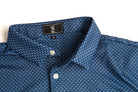 Navy Script polo by Fore Horsemen, collar