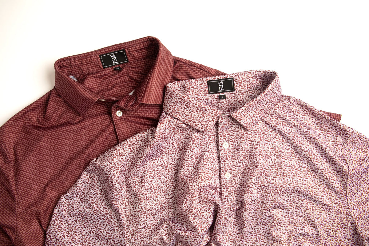 The Tailgater polo by Fore Horsemen, with the Maroon Script
