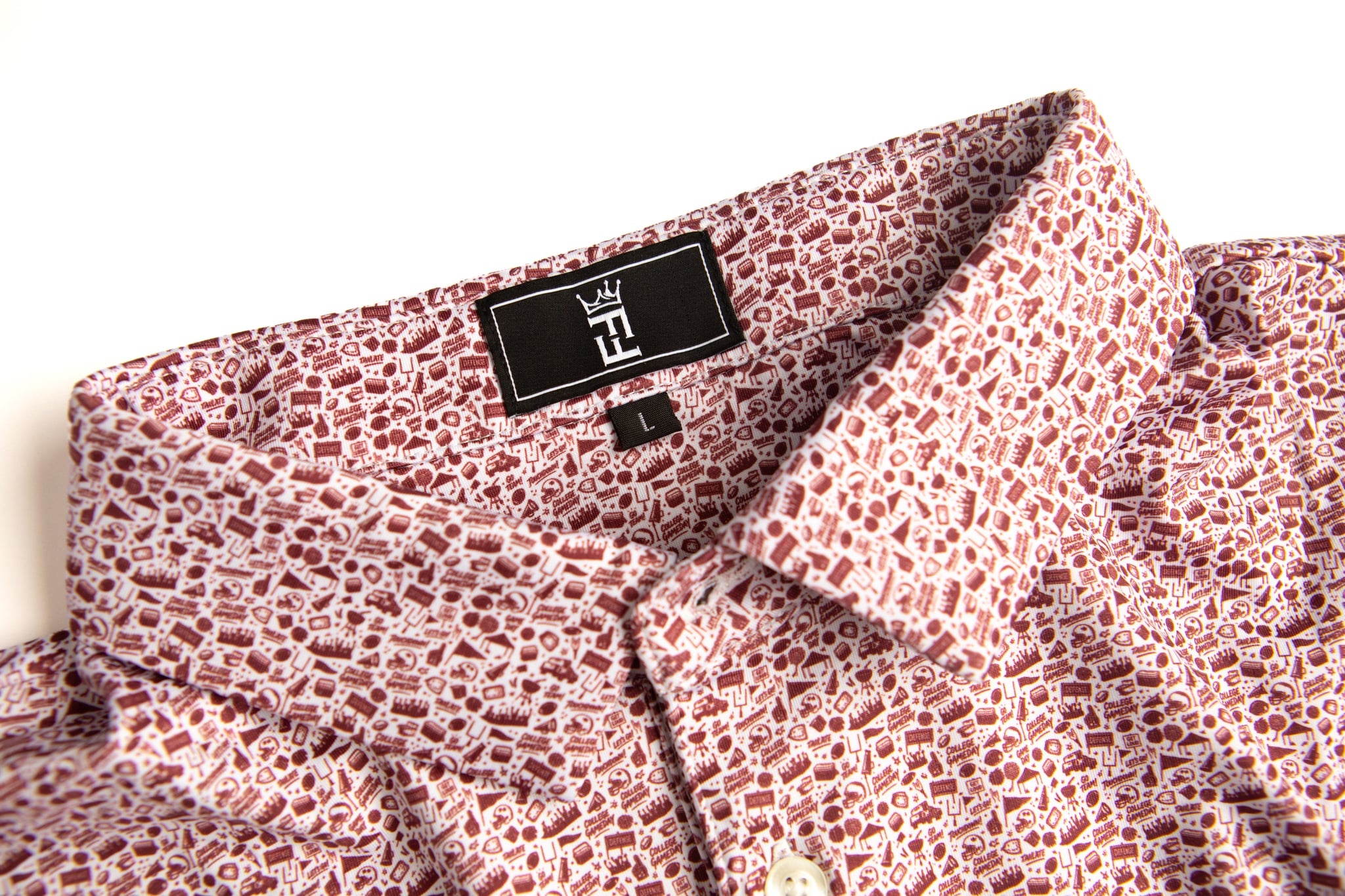 The Tailgater polo by Fore Horsemen, collar and label